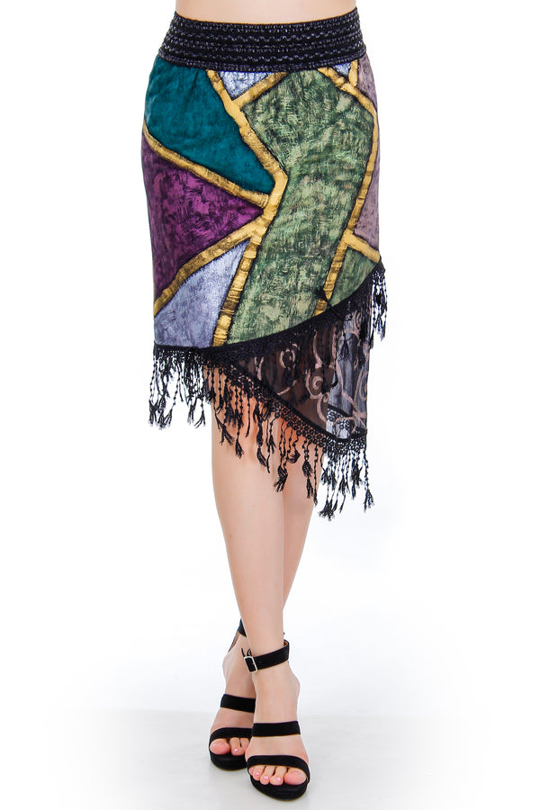 Fusta jerse cu pictura  Liza Panait Liza Panait Online Boutique